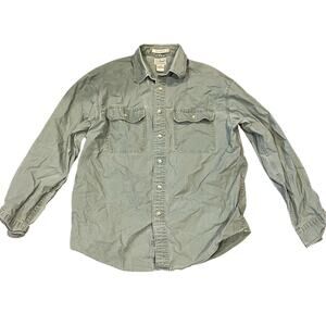 Men’s L.L.Bean Green Button Down Shirt Size M Cotton Traditional Fit